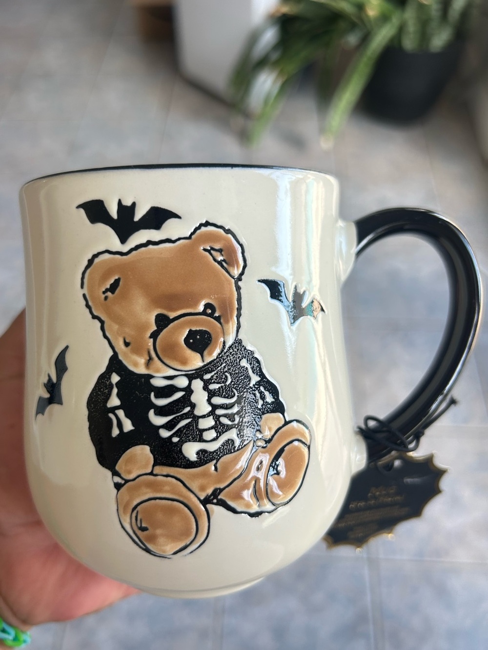 Halloween Bear Mug Creepy Critters Bats Polka Dots NEW - Picture 2 of 6
